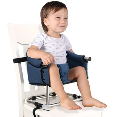 Portable Boostersitz Baby Sitzerhöhung Hochstuhl Faltbar Kindersitz mit Transporttasche für Indoor Outdoor und Unterwegs (Blau)