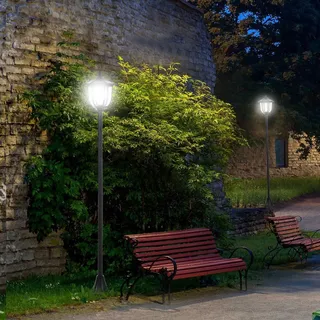 Solar Gartenleuchte Led Gartenlaterne Mit 30/60 Lumen, Kunststoff, Schwarz, Ø26,5 X H177 Cm