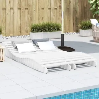 Sonnenliegen 2 STK. Weiß 205x60x31,5 cm Massivholz Kiefer - Ergonomische Gartenliege im S-Design für Garten, Terrasse und Pool, stabile Holzliege Relaxliege im 2er Set - Weiß