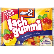 nimm2 Lachgummi – 1 x 376g Maxi Pack – Fruchtgummi mit Fruchtsaft und Vitaminen