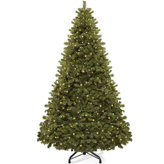 YITAHOME 182cm Künstlicher Weihnachtsbaum mit 250 LED Beleuchtung, ca. 880 Spitzen, Naturgetreu Tannenbaum mit Klappsystem-Rahmen & Metallständer, Schnellaufbau für Zuhause Geschäfte, 182 x Φ110cm