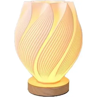INF USB Dimmbare 3D-gedruckte Tischlampe mit Holzfuß - Nachttischlampe