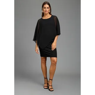Abendkleid LAURA SCOTT "mit Chiffon", Damen, Gr. 40, N-Gr, schwarz, Milano Rib;Chiffon, Obermaterial: 70% Viskose, 25% Polyester, 5% Elasthan. Bluseneinsatz: 100% Polyester, unifarben, figurbetont kniefrei, Rundhals, Kleider Abendkleid, in unifarbener Optik, aus Materialmix mit Milano Rib