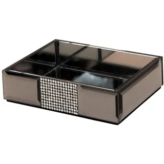 Sadena Seifenschale , Grau , Glas , 8.5x3.3x11.5 cm , Badaccessoires, Seifenschalen