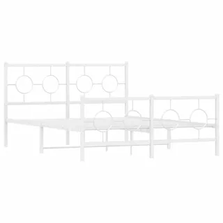 vidaXL Bettgestell mit Kopf- und Fußteil Metall Weiß 140x200 cm - Weiß