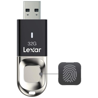 Lexar JumpDrive Fingerabdruck F35 USB Stick 32GB USB 3.0, Flash-Laufwerk Bis zu 150 MB/s Lesen, für PC, Laptop, externe Speicherdaten, Fotos, Video (Inkompatibel mit Mac OS) (LJDF35-32GBEU), Schwarz