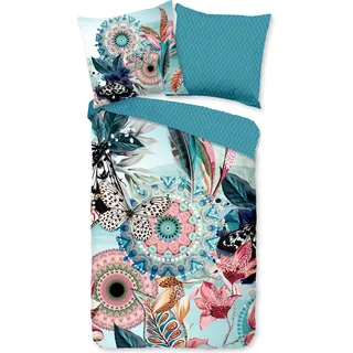 Duvet cover HIP 200x200 + 2* 80x80 cm - mandalas and flowers - Aqua