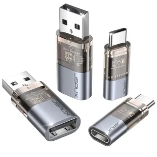 JSAUX USB Datenblocker & USB C Datenblocker (4er Pack), Transparenter Typ-A & Typ-C Data Blocker nur zum Aufladen, Schutz vor Juice Jacking, Verweigerung von Hacking, Sicheres Aufladen