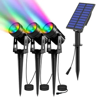 T-SUN Solar-Landschaftsstrahler, 3-in-1 solarbetriebene Spot-Lichter, IP65 wasserdichte Garten-Rasenlichter, verstellbare Außenwandleuchten, 2 Modi, dekoratives Gartenspike-Licht, für Terrasse, Hof