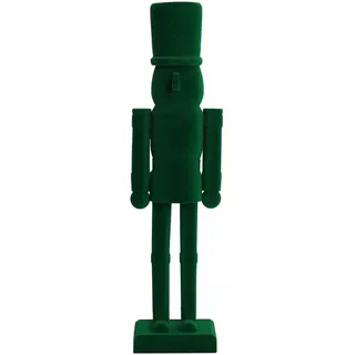 PE 38cm Grüner Samt Nussknacker Figur Soldat – Luxuriöse Weihnachtsdekoration aus Holz für Kamin & Regal – Festlicher Akzent