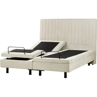 Beliani Bett 160/200 cm Beige Duke Ii , Beige, Schwarz , Textil , 160x200 cm , Schlafzimmer, Betten