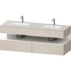 Duravit Qatego Einbauwaschtisch mit Konsolenwaschtischunterbau, 1600x550x600mm, Nische Weiß Hochglanz, Doppelwaschtisch, QA4797022, Farbe: Taupe Matt/mit Nischenbeleuchtung