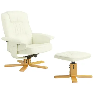 Idimex Relaxsessel Kunstleder, SET MIT Hocker Charly , Weiß , Textil , Mode , 76x87x61 cm , Wohnzimmer, Sessel, Polstersessel
