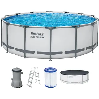 Steel Pro Max Frame Pool Set 457 x 107 cm lichtgrau inkl. Filterpumpe