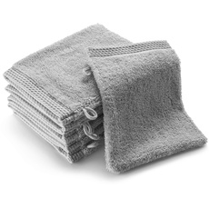 SLEEPZEN Waschlappen aus Bio-Baumwolle Perlgrau Gots-Zertifiziert 500gr/m2 - Waschhandschuhe - Hergestellt in der ue - 6er Pack Saugfähig, weich und ökologisch