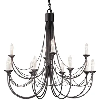 Elstead Lighting Kronleuchter , Schwarz , Metall , 86.5 cm , Grüner Punkt, RoHS , Lampen & Leuchten, Innenbeleuchtung, Hängeleuchten, Kronleuchter