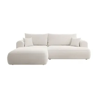 Selsey Eck-Schlafsofa Ovo Creme Boucle, linke Seite - Weiß