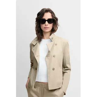 Kurzblazer CINQUE "CILOKA", Damen, Gr. 42, beige, Web, Obermaterial: 64% Baumwolle, 33% Polyester, 3% Elasthan, unifarben, regular fit taillenbedeckt, hoch geschlossener Ausschnitt, abgesteppte Kante, Blazer Kurzblazer, Stehkragen und doppelreihige Knopfleiste, Regular Fit