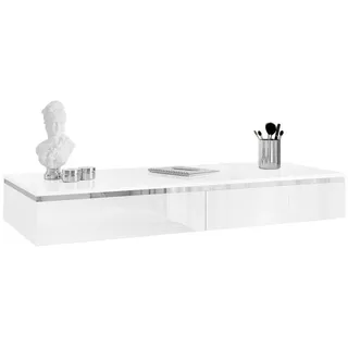 Lookway Konsolen Aurora Silver Hängend Hochglanz Weiß , Holzwerkstoff , 102x15x43.6 cm , Wohnzimmer, Wohnzimmertische, Konsolentische