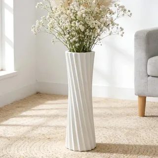 GDSZJLJ Weiße Keramik-Bodenvase, 40 cm, Heimdekoration, große dekorative Bodenvase für Tafelaufsatz, Wohnzimmer, Schlafzimmer und andere Räume, Pampasgras-Vase für Freunde, Geliebte und Familie