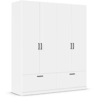 Rauch Möbel Bari, Drehtürenschrank 4-türig, Kleiderschrank Weiß, 2 Schubladen, 181x210x54cm