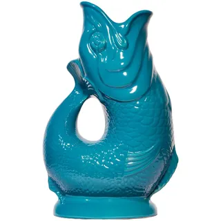 Gluckigluck Karaffe mit „Gluck-Gluck“-Geräusch 27,5/17/9,5 cm , Blau, Grün , Keramik , Tiere , 1.2 L , Organisch , handgemacht , Geschirr, Kannen & Karaffen, Wasserkaraffen & Krüge