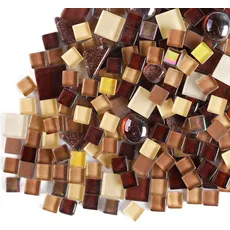 500 g unregelmäßige Kristall-Mosaikfliesen, kleine Partikelfarbe, Aufkleber, Kristallglas Fliesen, Kristallhandwerk für DIY handgefertigte dekorative Materialien (Kaffeebraun-Serie)