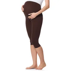 Be Mammy 3/4 Umstandsleggings Kurz aus Baumwolle bequeme und blickdichte Schwangerschaftsleggings Umstandsmode BE20-229 (Braun, XL)