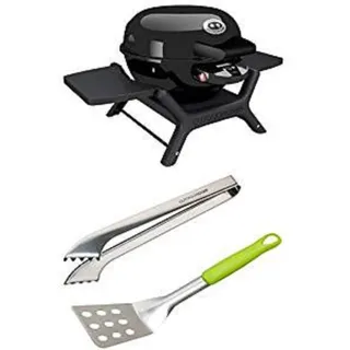 Outdoorchef Elekro Tischgrill P-420 E Minichef, schwarz + Grillbesteck