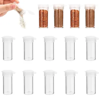 Yeheap 15 Stück Mini Salzstreuer, Salzstreuer Klein, Camping Gewürze Set | Transparent, Dicht Versiegelt, Wiederverwendbar, Einfach zu tragen für Brotdose Unterwegs, für Salz, Pfeffer und Gewürze