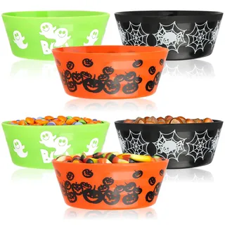 com-four® 6x Snackschale Halloween - Schalenset für verpackte Süßigkeiten - Snack-Teller aus Kunststoff - Party-Geschirr für Halloween und Motto-Party