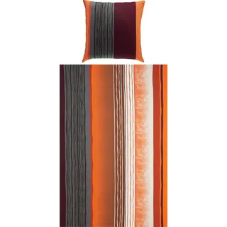 REDBEST Bettwäsche, Bettgarnitur Single-Jersey Terra-braun Größe 80x80 cm / 135x200 cm - Wendekissenbezug, temperaturausgleichend, bügelfrei, mit Reißverschluss