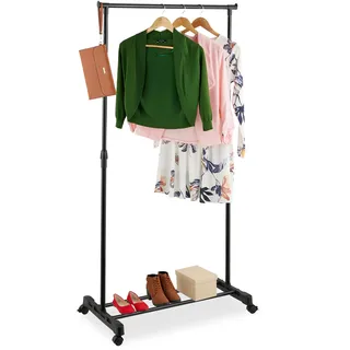 Relaxdays Kleiderständer auf Rollen 94-161x75,5x42,5 schwarz