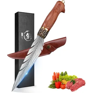 Handgeschmiedetes Japanisches Kochmesser Kohlenstoffstahl Küchenmesser Hackmesser Messer mit Lederhülle Holzgriff Geschenke für Männer Outdoor Messer
