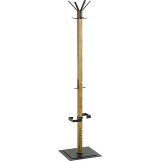 HAKU Garderobenständer, eiche, schwarz, Massivholz, Metall Standgarderobe - Maße: B 40 x H 180 x T 40 cm, Style: Modern, Braun - 54325