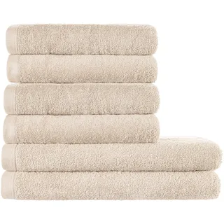 Homewell Handtücher Set - weich und saugstark, 100% Baumwolle, Oeko-Tex 100 Zertifiziert (2 Badetücher + 4 Handtücher, Beige)