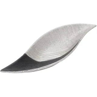 Edle moderne Deko Designer Keramik Schale/Platte/Naschschale/Dekoschale in silber-grau, ca. 41 x 14 x 6 cm.