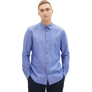 TOM TAILOR Denim Herren 1037464 Regular Fit Twill Hemd aus Baumwolle, 32347-royal Blue Mini Herringbone, XXL