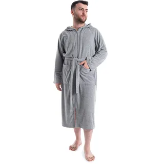 OTTO home Herrenbademantel "Nela, ideal für Sauna & Spa, Hotelbademantel, Morgenmantel" 1 Stk. einfarbig, S-4XL, mit Reißverschluss, grau