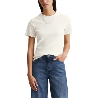 MARC O'POLO Denim Damen T-Shirt mit Stretch-Anteil Slim Fit, Weiß (Scandinavian White), XXL