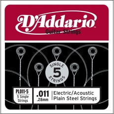 D'Addario Plain Steel Elektro/Akustikgitarren Saiten 5er-Pack