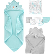 Simple Joys by Carter's Unisex Baby 8-teiliges Handtuch- und Waschlappen-Set, Aquablau/Grau, Einheitsgröße
