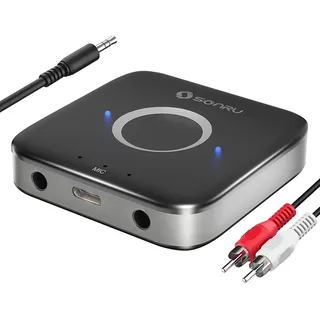 Aux Bluetooth 5.3 Adapter Stereoanlage, SONRU Bluetooth Empfänger Receiver Audio Adapter mit 3.5 mm RCA Kabel Dual AUX Ausgänge für Autoradio Home Stereoanlage