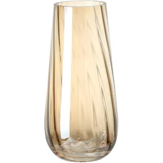 JAKY-Global Glas Vase Modern Groß, Konische Gerippte Blumenvase 25,0cm Hoch Glasvase Heimdekoration Tischdeko für Büro Wohnzimmer Hochzeiten Party Events(Bernstein)