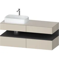 Duravit Qatego Konsolenwaschtischunterbau, 2 Auszüge, 2 Schubkästen, Ausschnitt links, 1400x550x600mm, Nische Graphit Matt, QA4765049, Farbe: taupe supermatt