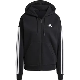 adidas Essentials 3 Stripes Fleece Reißverschlusspullover - Black / White - S - Regular