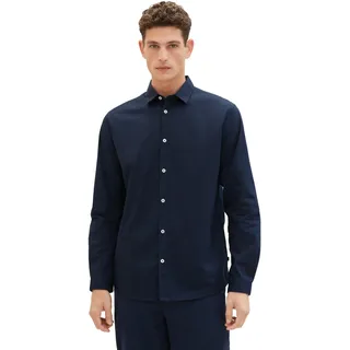 TOM TAILOR Herren Regular Fit Business Hemd mit Stretch, 11075 - Navy, XXXL