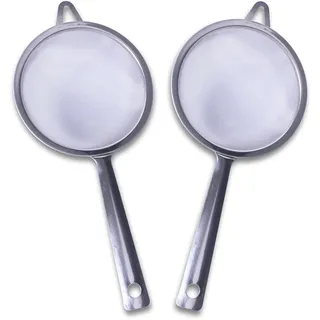 LifeChic Küchensieb Ø10 cm – Sieb aus robustem Stahl mit feinem Netz, professionelles Küchensieb für Kuchen, Mehl, Tee, Infusionen und aromatische Kräuter – 2 Stück