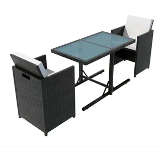 vidaXL 3-tlg. Bistro-Set mit Kissen Poly Rattan Schwarz