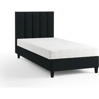 Boxspringbett Polsterbett Einzelbett KONGO ohne Matratze 100 x 200 cm Bett Schlafzimmer Jugendbett Kinderbett Hotelzimmer (Paris 167 - schwarz) - Schwarz